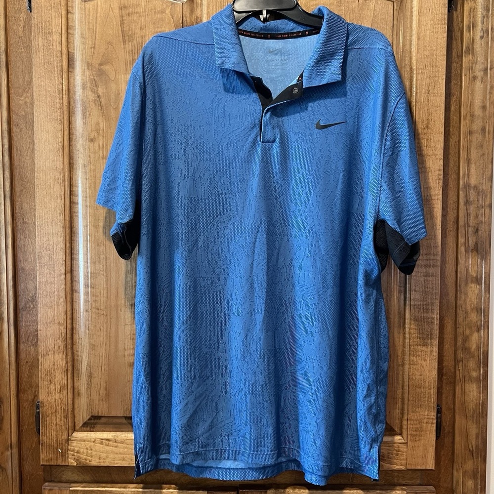 Nike Dri-Fit Tiger‎ Woods Knit Golf Polo Shirt DH0711-469 Blue Men's XL
